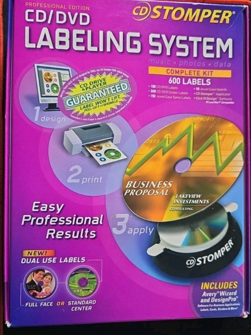 Avery CD Stomper Professional Edition 2004 PC/Mac Compatible 600 labels Kit
